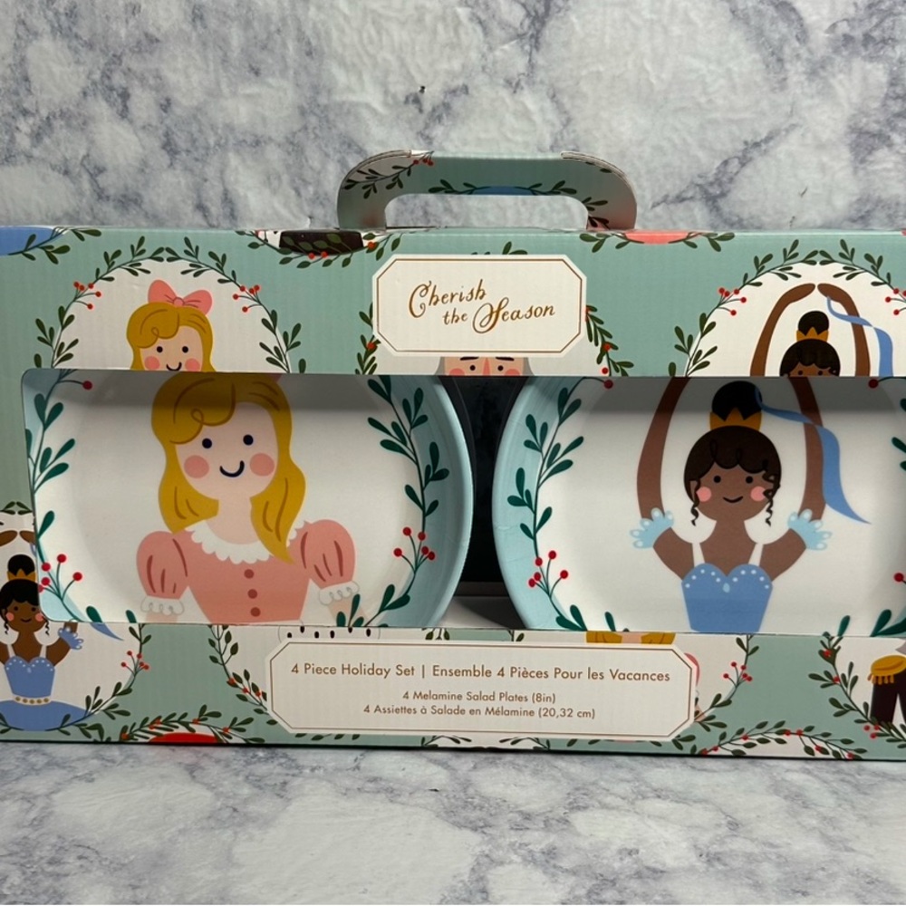 Cherish The Season The Nutcracker, 4 Piece Melamine Holiday Salad Plates